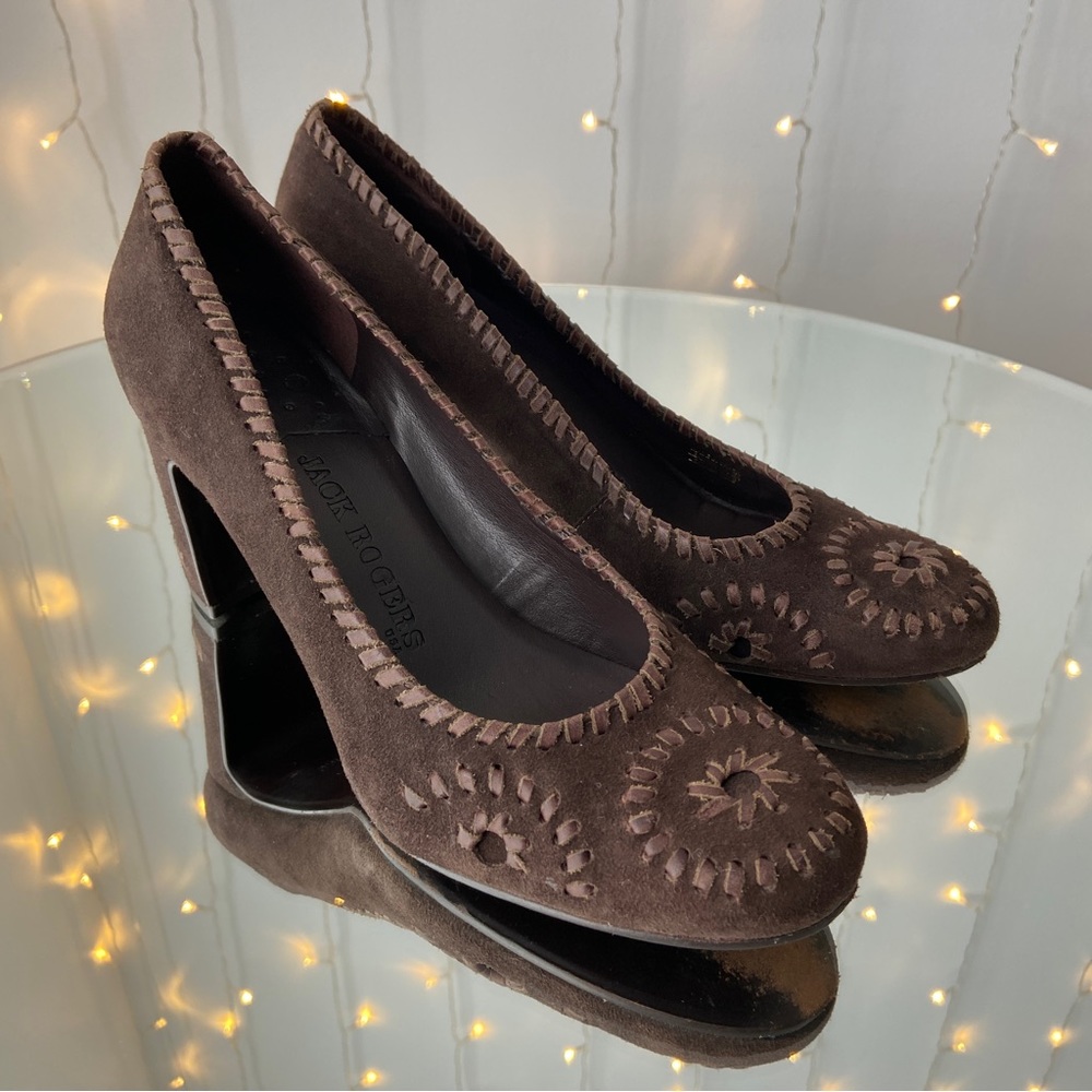 Jack Rogers Suede Leather Cutout Pump